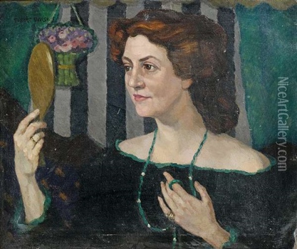 Dame Mit Spiegel Oil Painting - Robert Weise