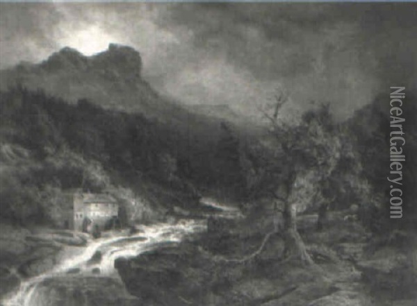 The Mill Oil Painting - Johann Hermann Carmiencke