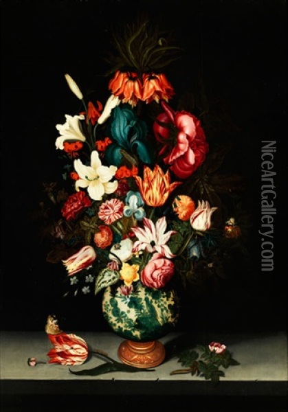 Stillleben Mit Blumen In Einer Chinesischen Vase Oil Painting - Bartholomeus Assteyn