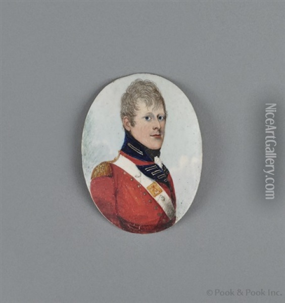 Portrait Of A British Officer Oil Painting - Frederick Buck