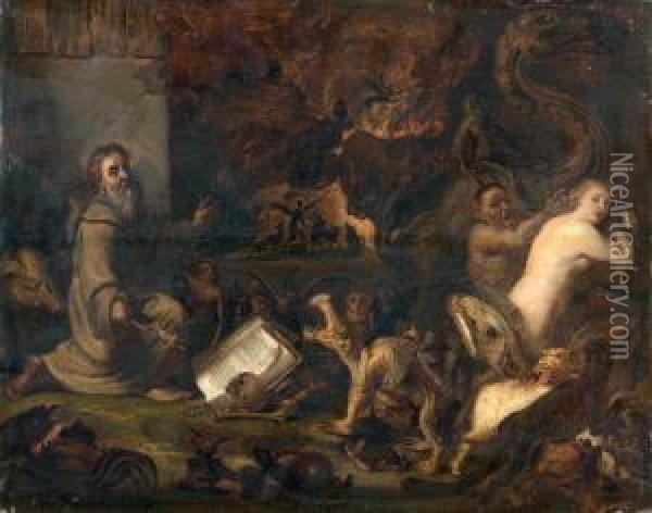 La Tentation De Saint Antoine Oil Painting - Cornelis Saftleven