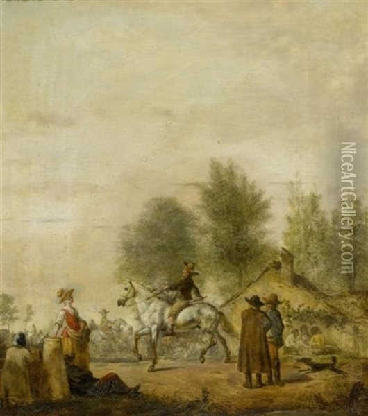 Die Reiterschule Oil Painting - Pierre Louis De La Rive