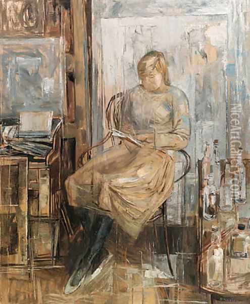 Girl Reading Oil Painting - Basil Blackshaw