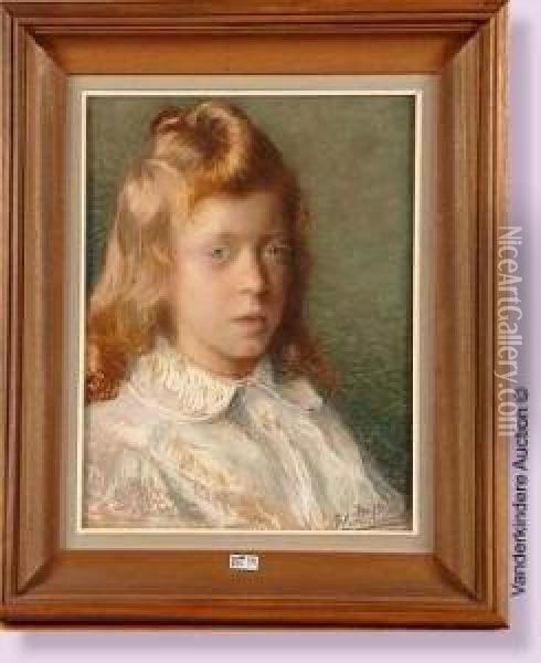 Portrait De Jeune Fille Oil Painting - Jean Van Den Eeckhoudt