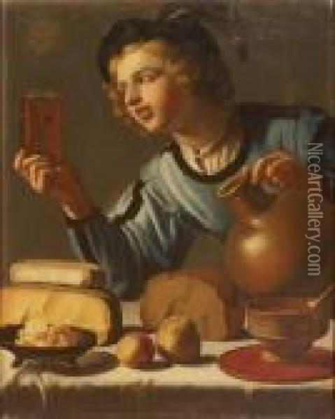 Le Jeune Buveur Oil Painting - Willem van Honthorst