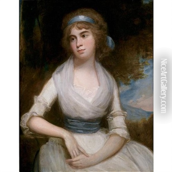Portrait Of Miss Watson, Later Mrs. Wakefield Oil Painting - George Romney