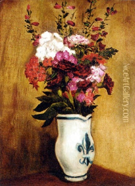 Still Life Of Flowers In A Jug Oil Painting - Christopher Richard Wynne Nevinson