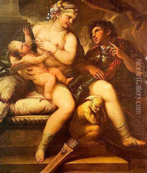 Venus, Cupid and Mars Oil Painting - Luca Giordano