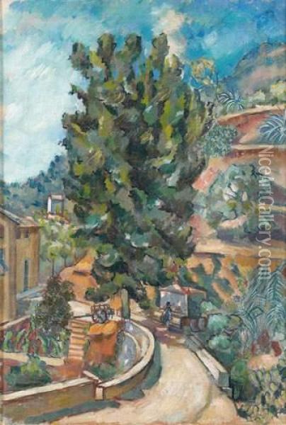 La Fontaine A L'entree Du Village En Corse Oil Painting - Vladimir Baranoff-Rossine