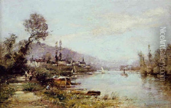 Vue Presumee De La Seine A Pontoise Oil Painting - Maurice Levis