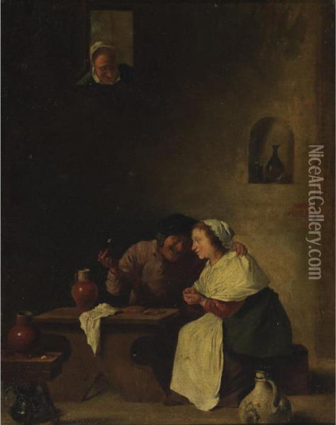 Figures In A Tavern Oil Painting - David The Younger Teniers