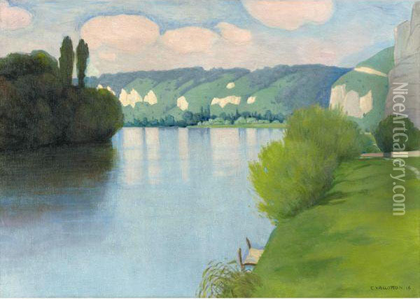 La Seine Pres Les Andelys Oil Painting - Felix Edouard Vallotton
