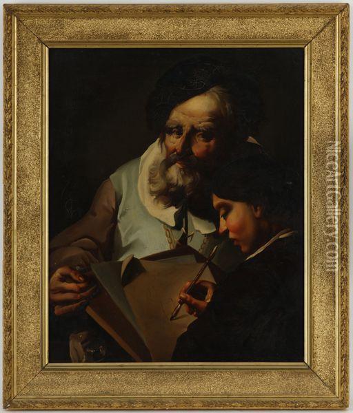 Enfant Dessinant Son Maitre Oil Painting - Domenico Maggiotto