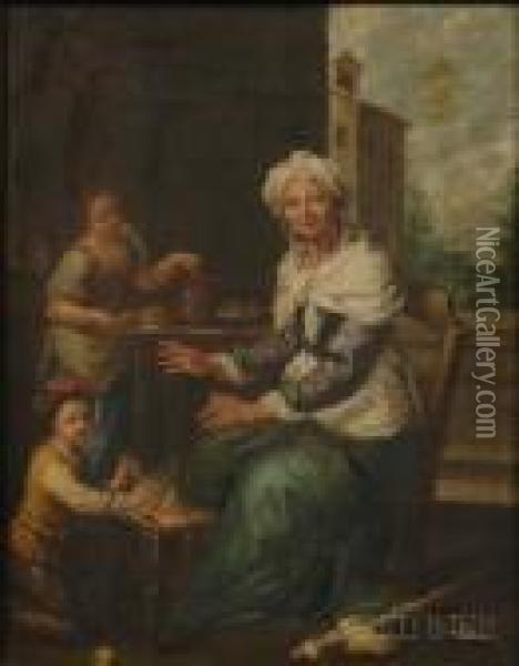 Grandmother And Children Oil Painting - Bartolome Esteban Murillo