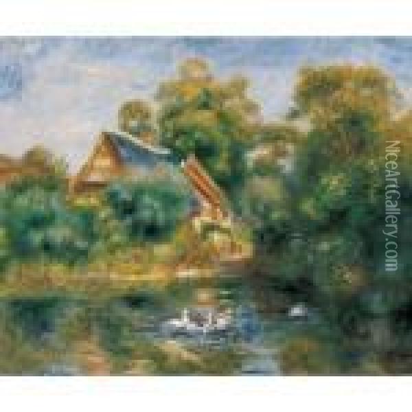 La Mare Aux Oies Oil Painting - Pierre Auguste Renoir