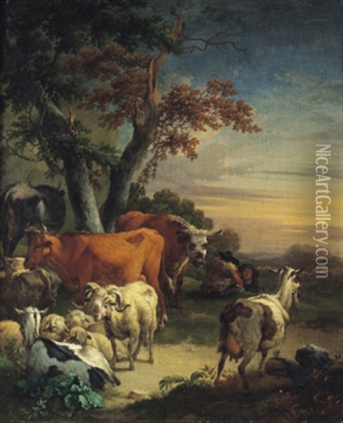 Hirten Mit Ihrer Herde In Einer Sudlichen Landschaft Oil Painting - Pieter Bout