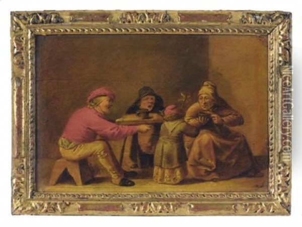 Une Famille Attablee Oil Painting - Pieter Jansz Quast