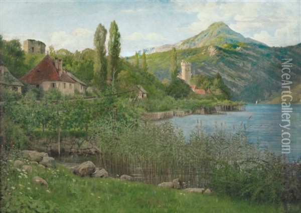 Paesaggio Sul Lago Oil Painting - Giovanni Giani
