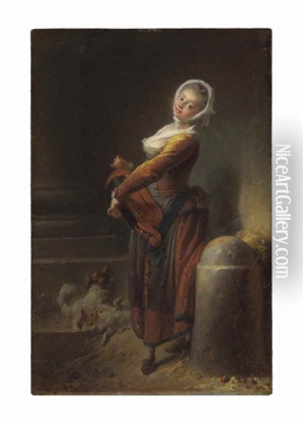 The Hurdy-gurdy Player Oil Painting - Jean-Honore Fragonard