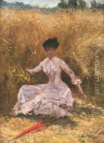 Elegante Dans Les Bles Oil Painting - Henry Bacon