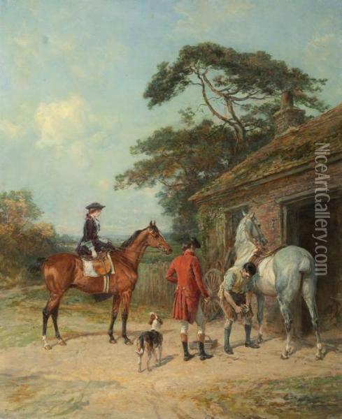 Visit To The Blacksmith Oil Painting - Heywood Hardy