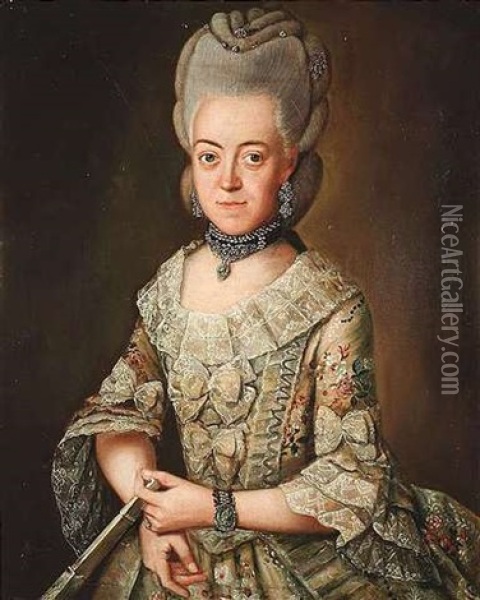 Portrait Der Maria Christina Von Keget In Hofischer Galakleidung Oil Painting - Friedrich Ludwig Hauck