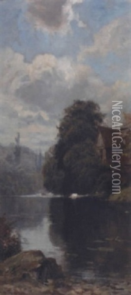 Ham Millm, On The Teme Oil Painting - George Hyde Pownall