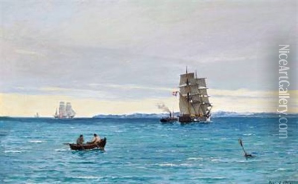 Traffic In The Sound Oil Painting - Carl Ludvig Thilson Locher