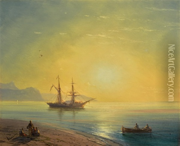 Sunset In Crimea Oil Painting - Ivan Konstantinovich Aivazovsky