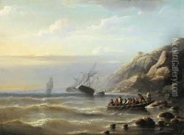 De Schipbreuk (1858) Oil Painting - Christiaan Cornelis Kannemans