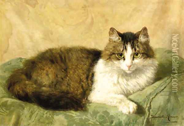 A natural pose Oil Painting - Henriette Ronner-Knip