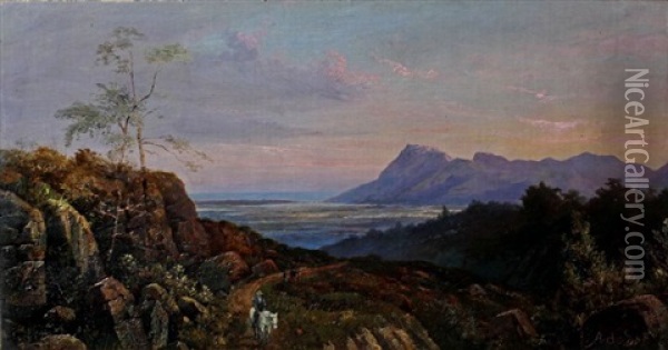 View From The Bridle Path Up Table Mountain Oil Painting - Abraham de Smidt