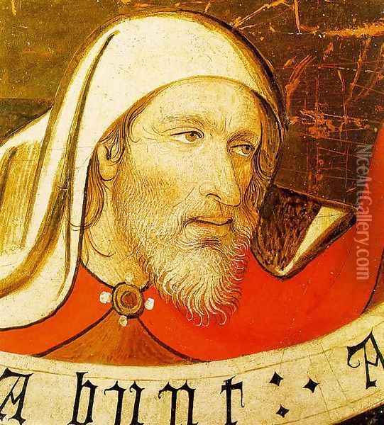 Head of a Prophet (fragment of a lost alterpiece) 1435 Oil Painting - Jaume Huguet