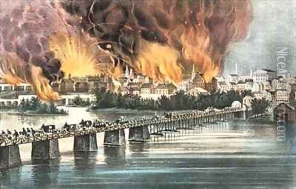 Fall of Richmond 2nd April 1865 Oil Painting - Currier