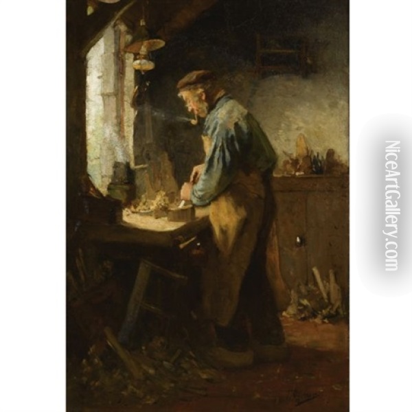 De Dorpstimmerman - The Village Carpenter Oil Painting - Tony Lodewijk George Offermans