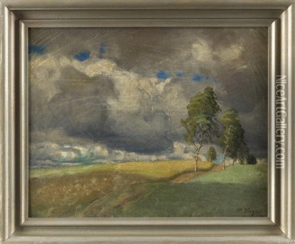 Von Birken Gesaumter Weg Im Sturm Oil Painting - Paul Vorgang