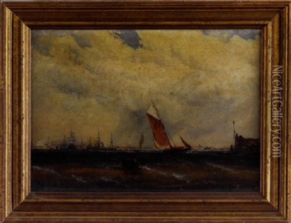 Harbor Scene Oil Painting - James Hamilton