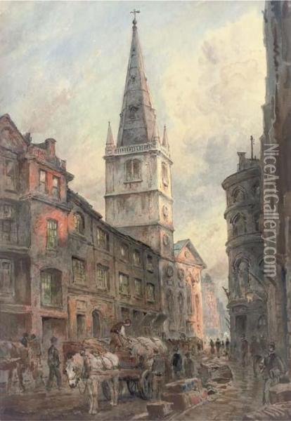 The Church Of St. Margaret Patten, Rood Lane, Eastcheap Oil Painting - Sidney Paul Goodwin