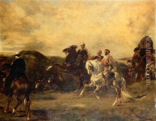 Arabs On The March Oil Painting - Eugene Fromentin