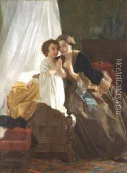Eugene Ernest Hillemacher . Bedtime Prayer Oil Painting - Eugene-Ernest Hillemacher