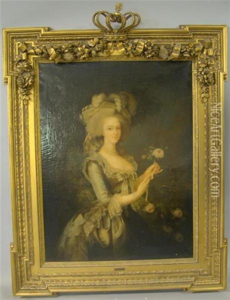 Portrait Of Marie Antoinette Oil Painting - Elisabeth Vigee-Lebrun