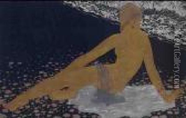 Woman Bathing Oil Painting - Jean Dunand