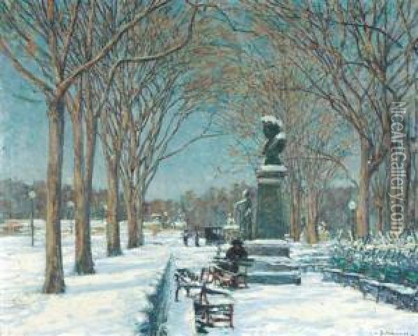 Park In Winter Oil Painting - Peter Schmauss