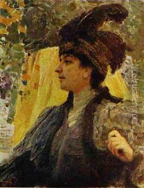 Portrait Of V V Verevkina 1916 Oil Painting - Ilya Efimovich Efimovich Repin
