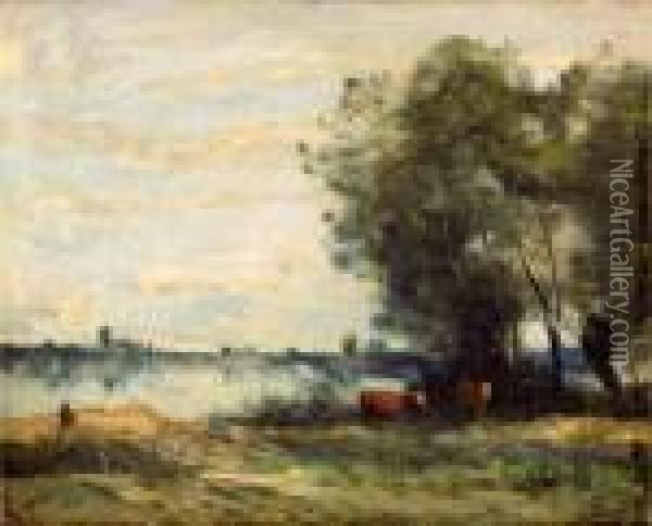 Bord De Riviere, Effet Du Matin Oil Painting - Jean-Baptiste-Camille Corot