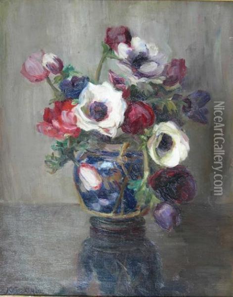Still With Anemones Oil Painting - Kate Wylie
