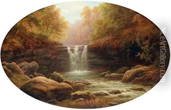 Gort Stock Fall Nr. Bingley, Yorkshire Oil Painting - William Mellor