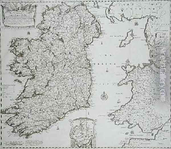 An Epitome of Sir William Pettys Large Survey of Ireland Oil Painting - Lea, Philip