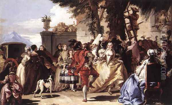 Ball in the Country c. 1756 Oil Painting - Giovanni Domenico Tiepolo