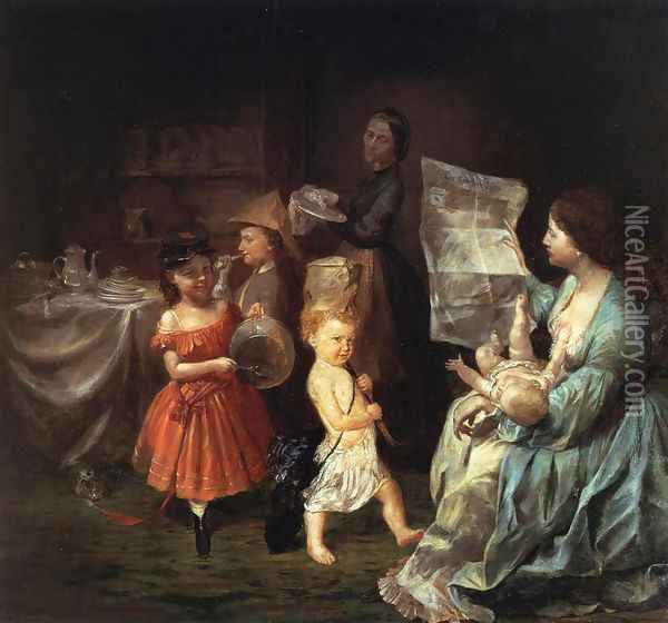 The War Spirit at Home: Celebrating the Battle at Vicksburg Oil Painting - Lilly Martin Spencer